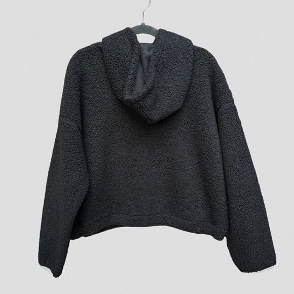 NWT Wild Fable Gray Purple Zipper Sherpa Hooded Quarter Zip Sweatshirt Hoodie - Picture 7 of 9